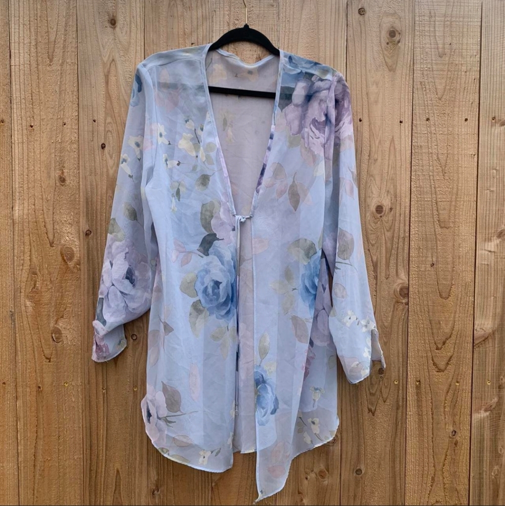 Sheer Floral Chiffon Cardigan